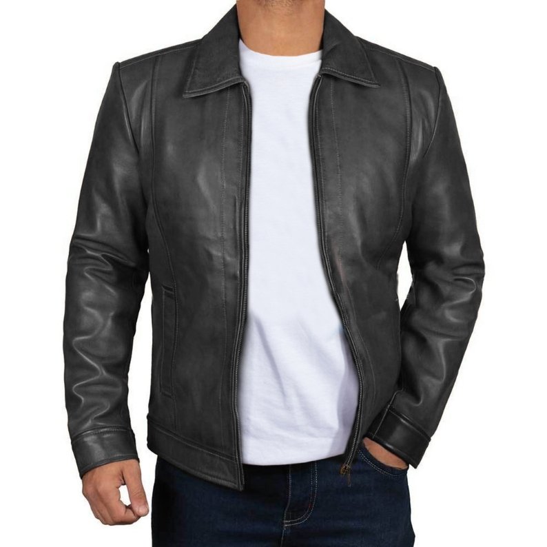 Lambskin Leather Jacket - Genuine Black Leather Jacket for Men